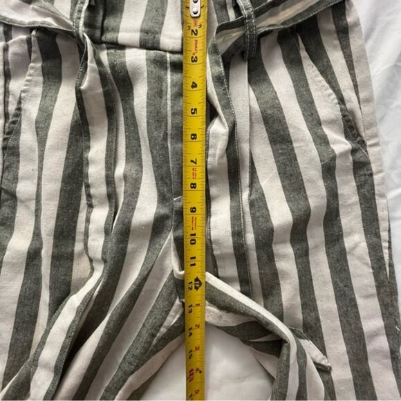 Cisono Linen Collection Striped Paperbag Waist Ankle Pants S - Picture 11 of 11